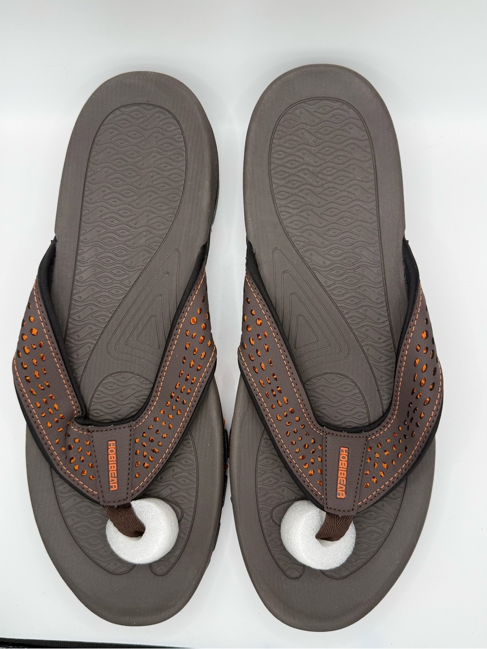 Hombreer Brown Men’s Flip-Flop Sandals with Orange Detail